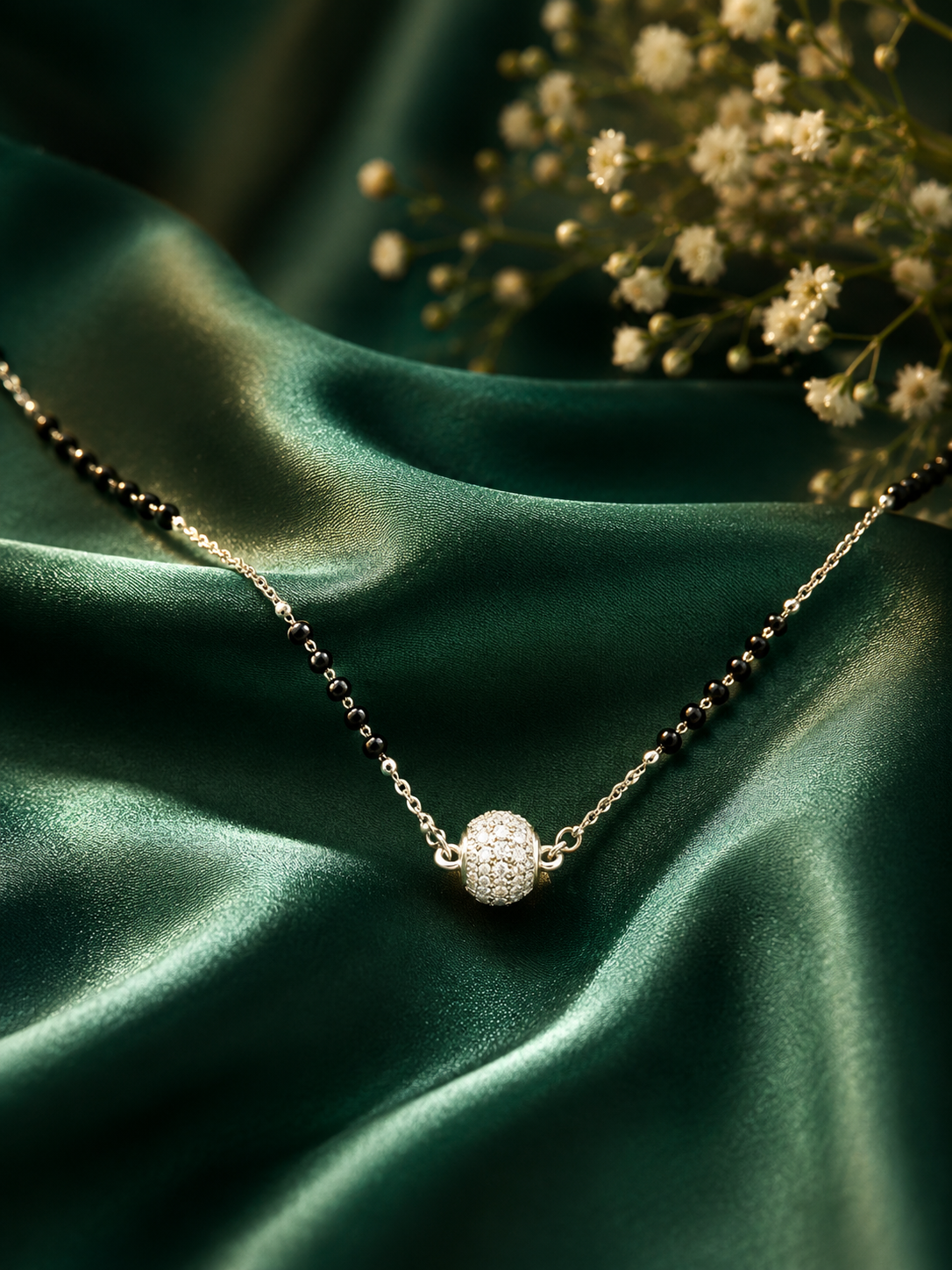 Authentic 925 Silver Black Bead Mangalsutra

