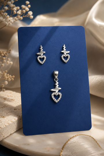 Eternal Love: Heart Shape Pendant Set in 92.5 H.M Silver