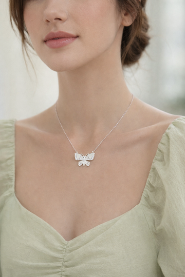 Butterfly chain with studded premium quality studded zirconia in 92.5HM SILVER