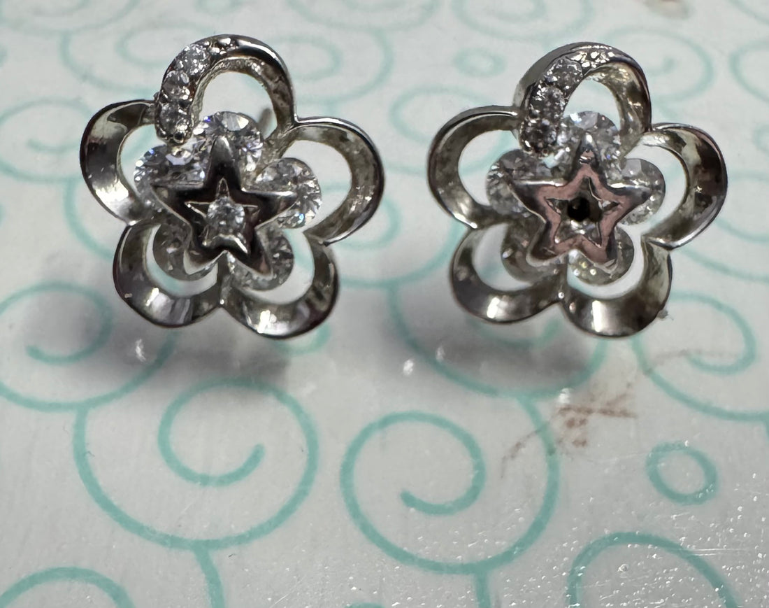 925 Silver Women Rose Gold Polish Stud Earrings