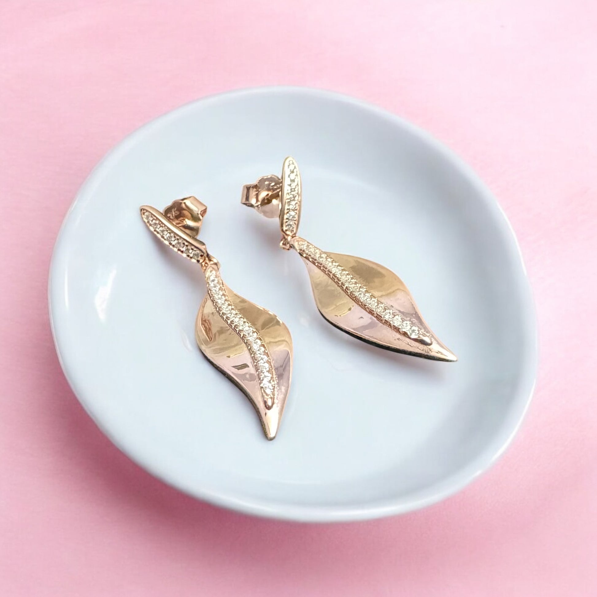 Rose Gold danglers AAA quality zirconia in 92.5 HM SILVER