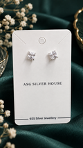ASG Silver House square cut CZ stud earrings