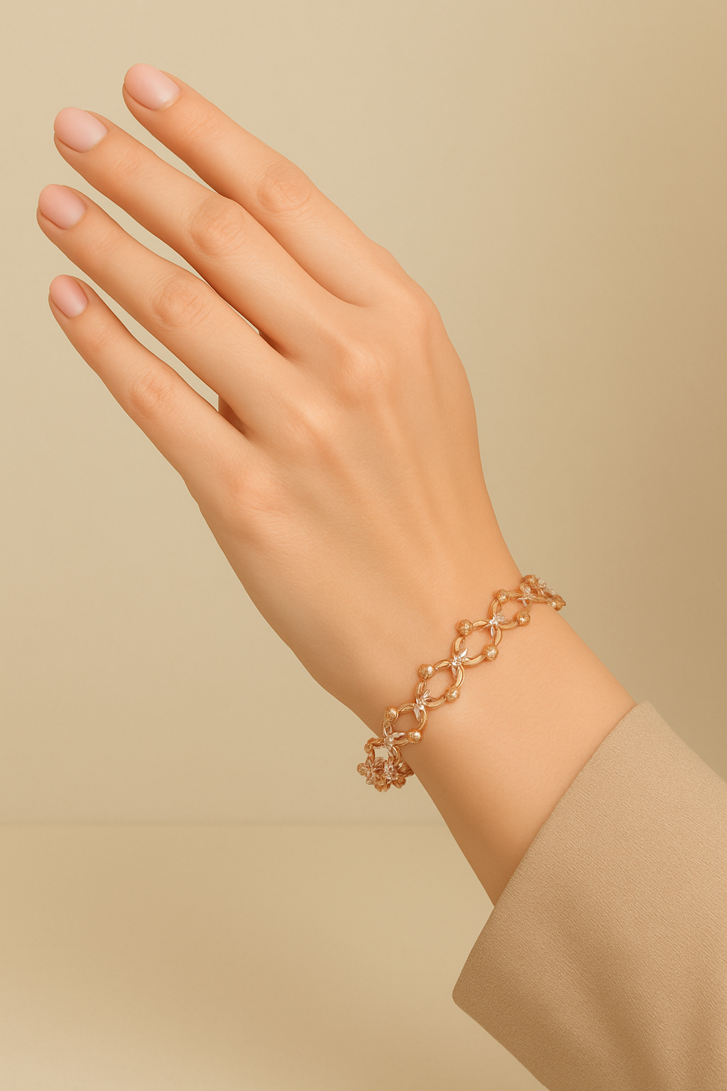 925 Sterling Silver Rose Gold Bracelet with Matching Ring for Women