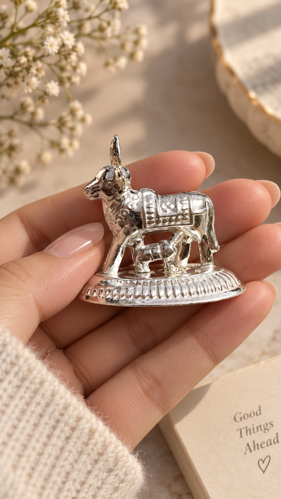 Sterling Silver Cow and Calf Gift for Housewarming