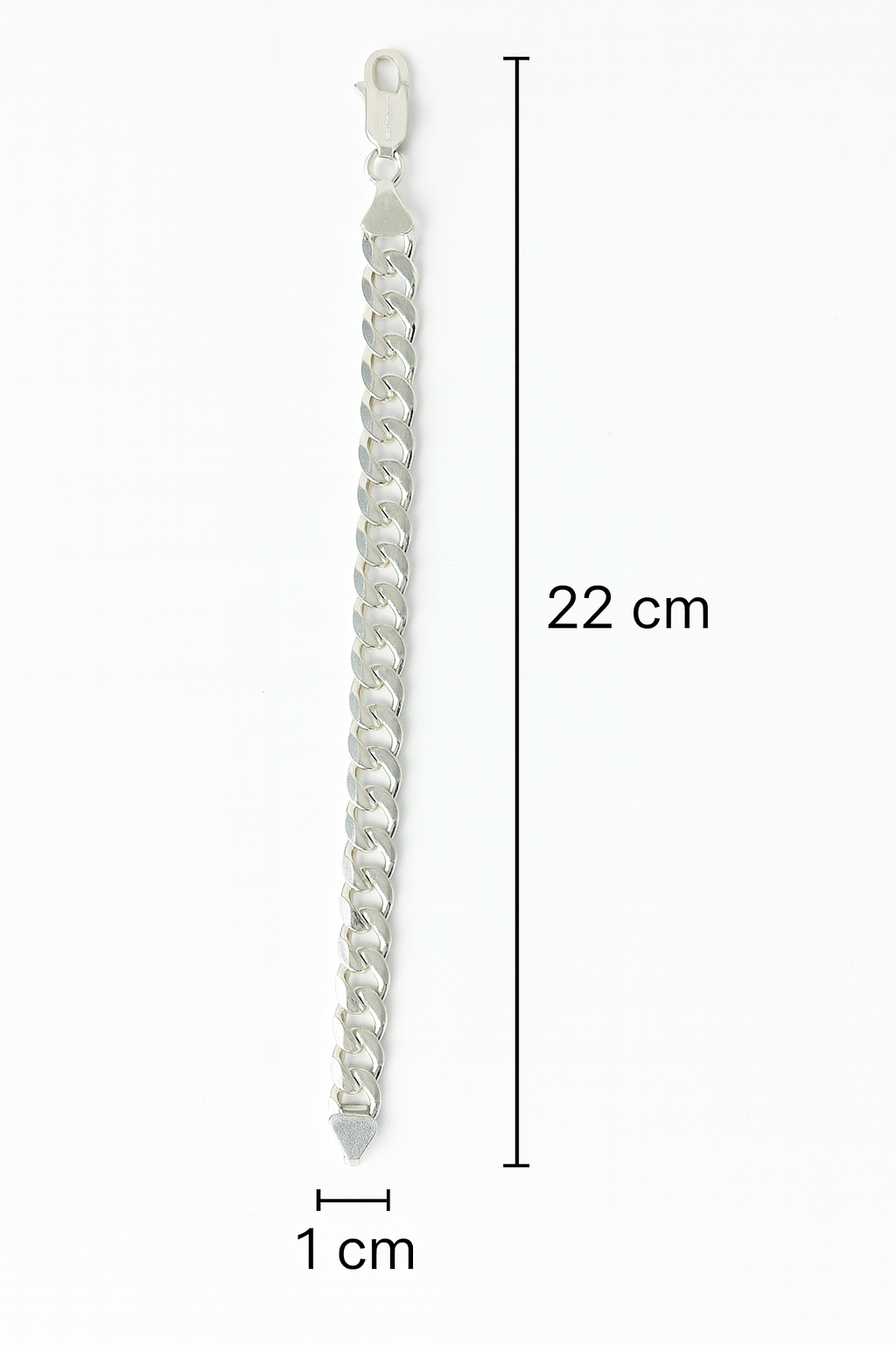 Silver chain bracelet with measurements 