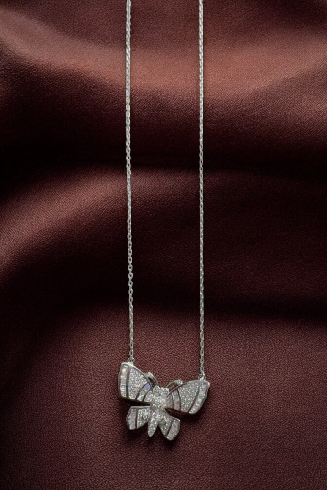 Butterfly chain with studded premium quality studded zirconia in 92.5HM SILVER