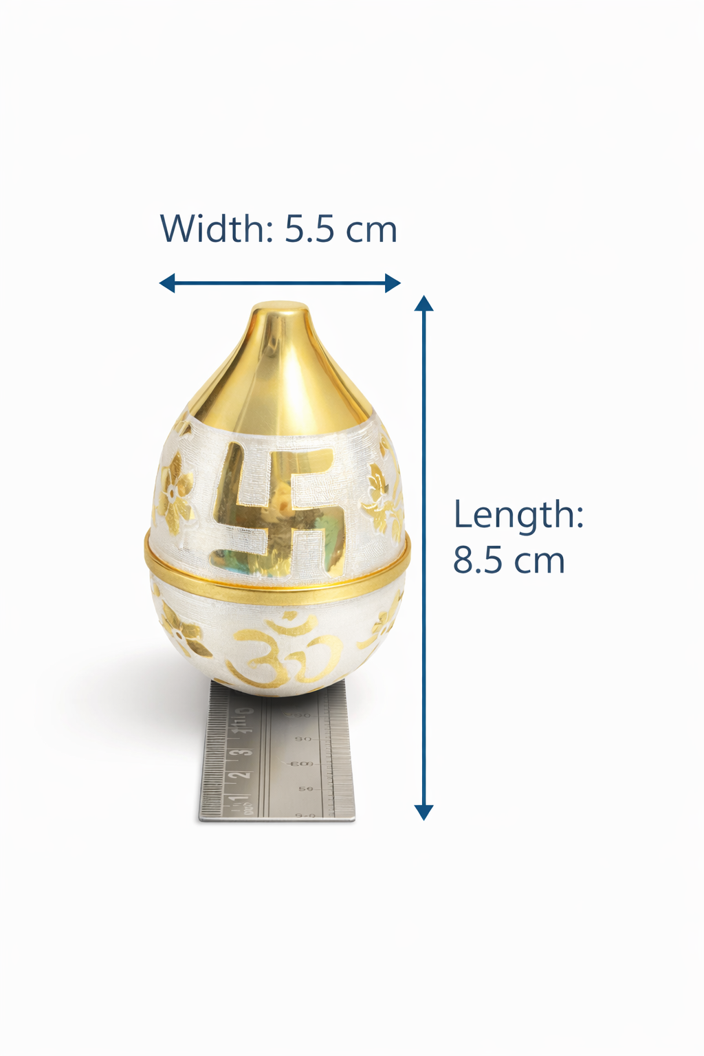 Decorative item with measurements on a white background