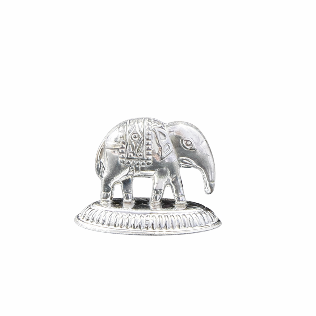 Decorative silver elephant on a white background