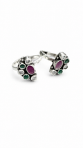 Designer Ruby Stone Silver Toe Ring Pair