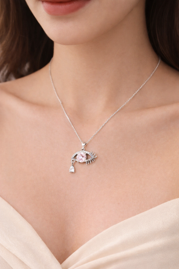 Designer pink pendant chain in 925 sterling silver
