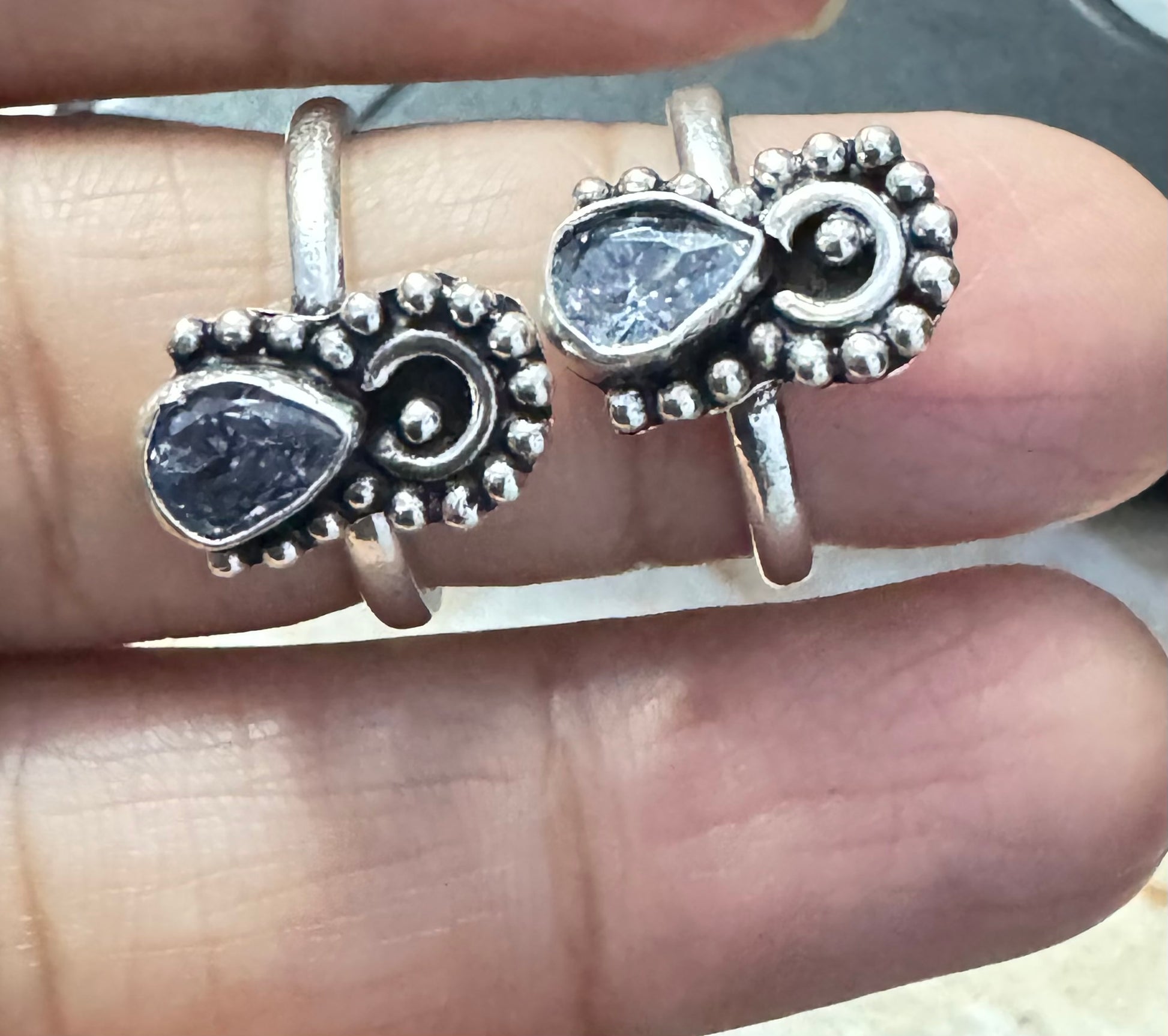 Designer sterling silver Kundan toe rings daily wear