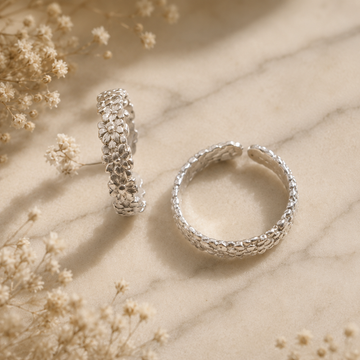 Asg collection floral style Toe Rings in 92.5 HM Silver