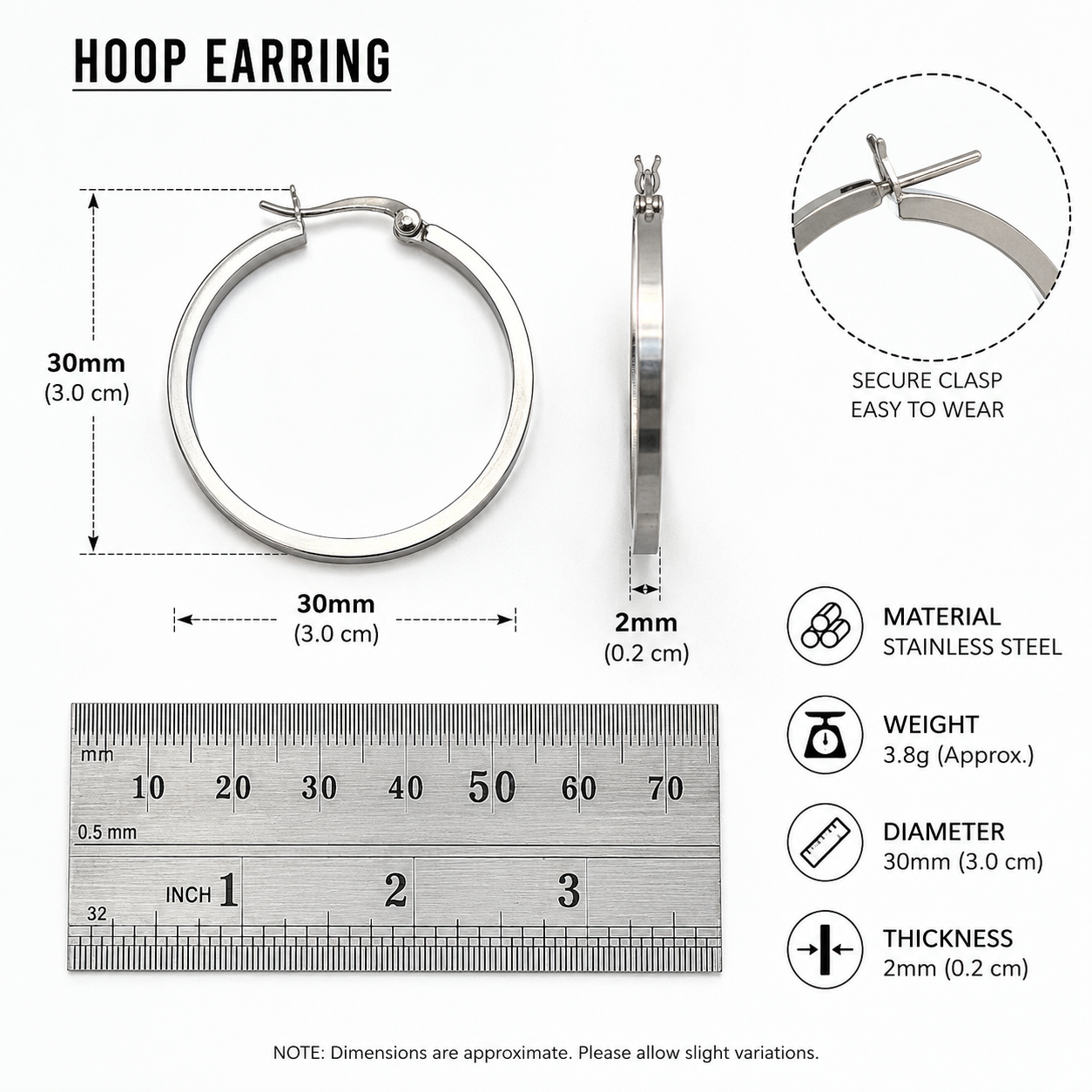 Elegant 925 Silver Bali Hoop Earrings