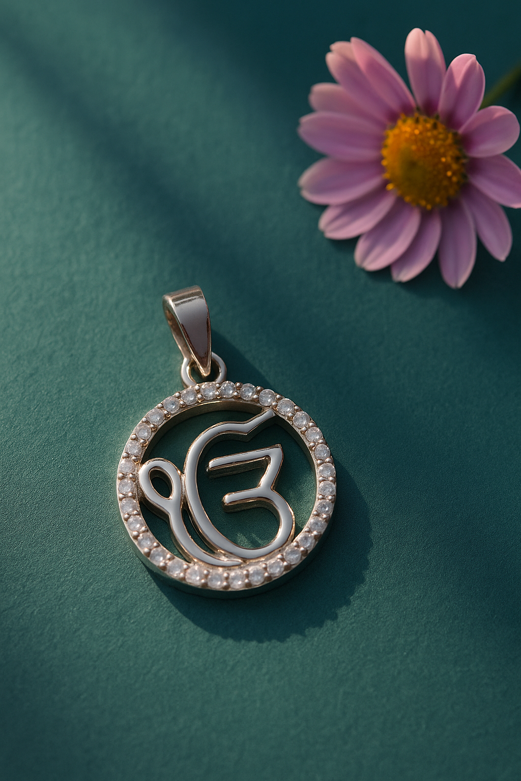 Elegant 925 silver Ek Onkar pendant for men and women with minimal natural lighting
