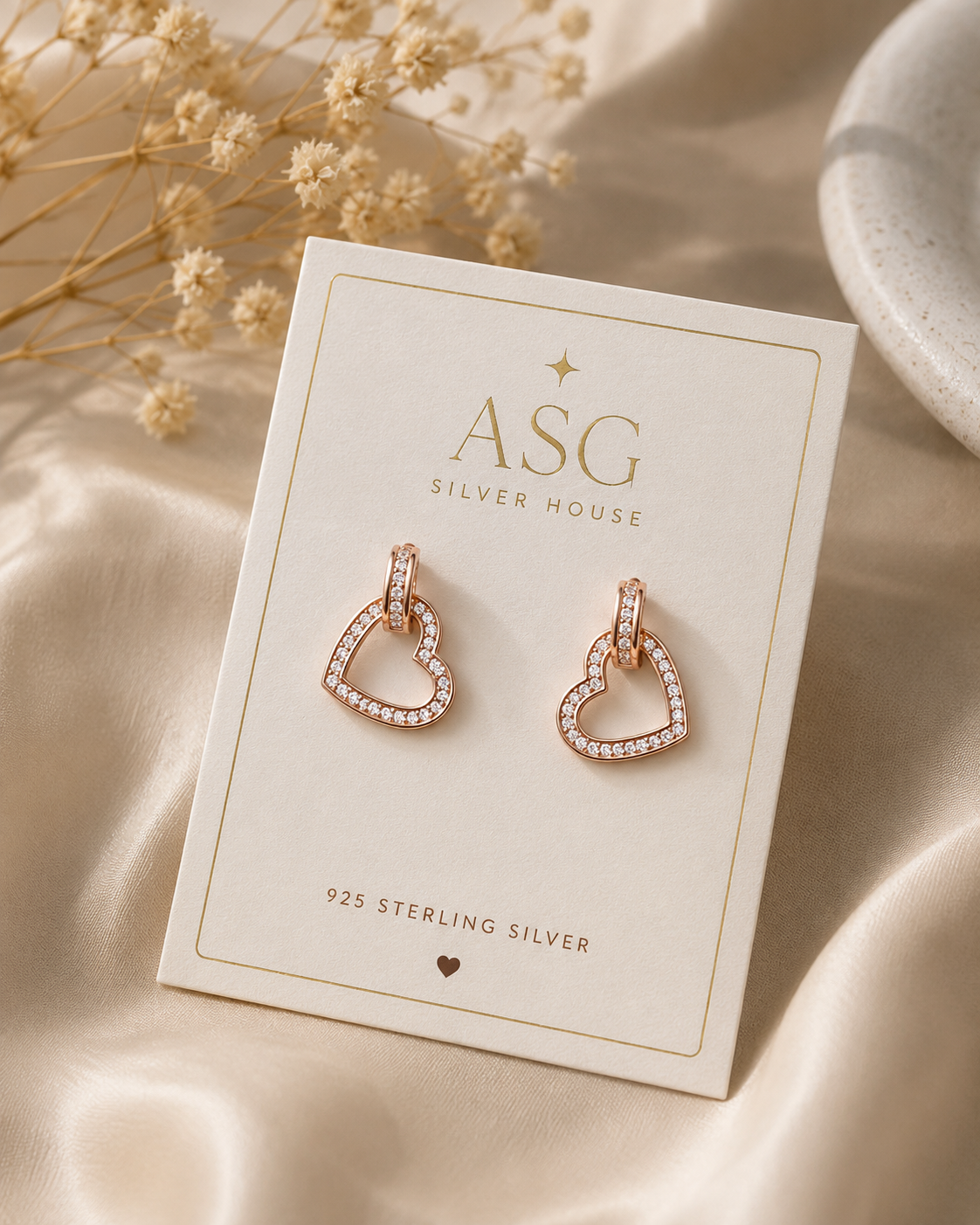 Elegant Rose Gold Heart Earrings for Girls & Women