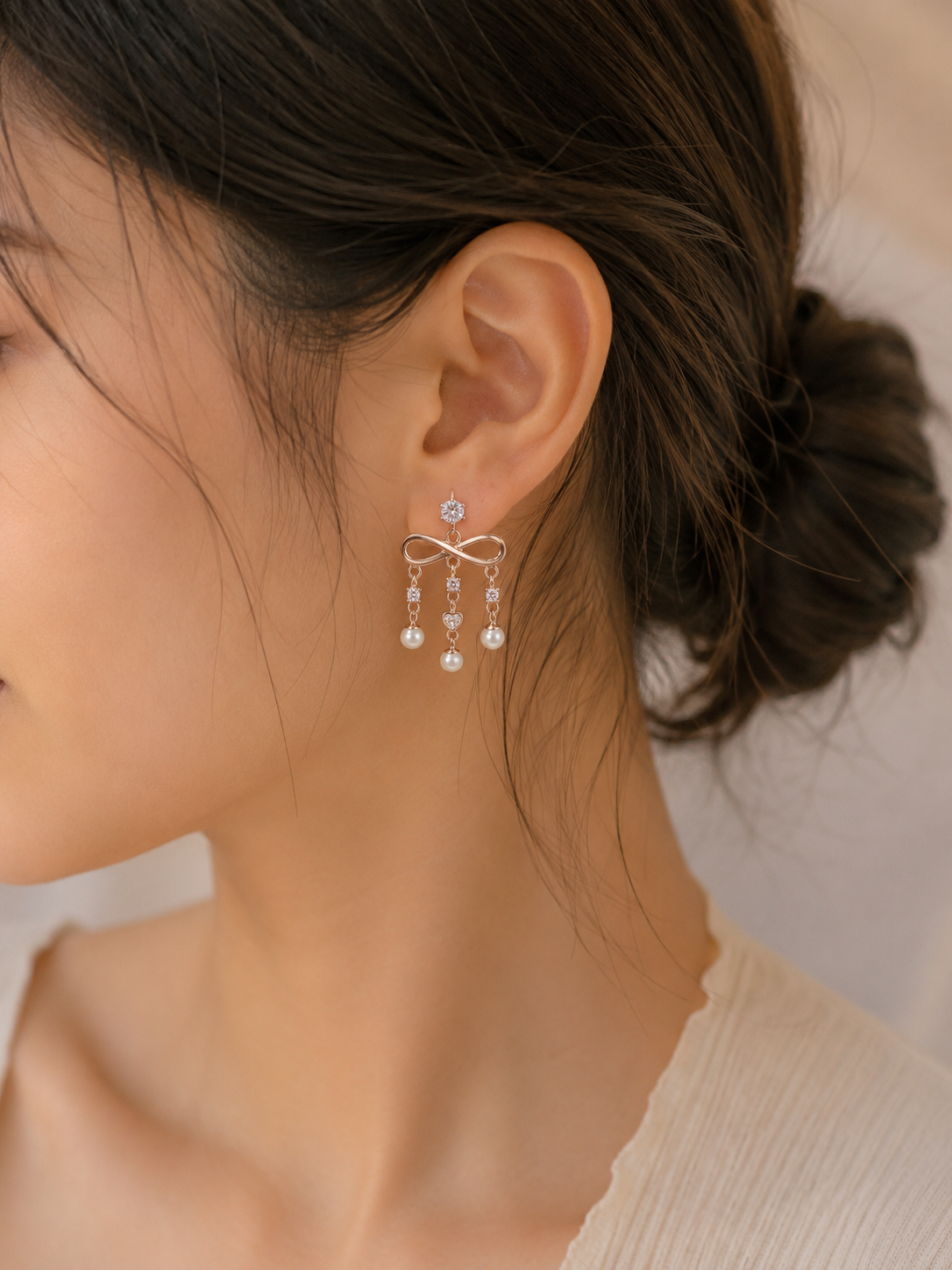 Elegant Rose Gold Pearl Drop Earrings in Genuine 925 Sterling Silver