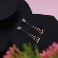 Elegant rose gold finish silver danglers