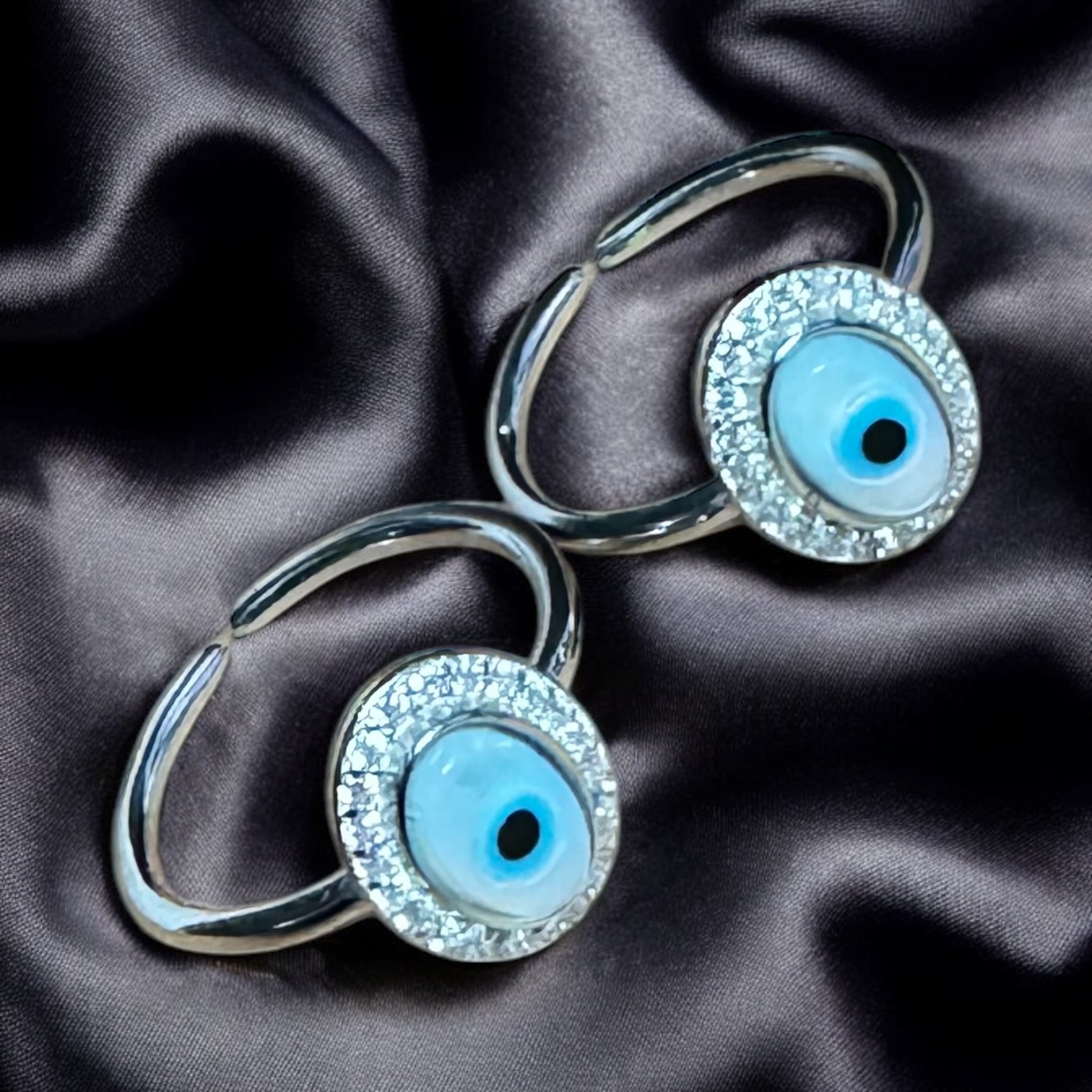 Blue Evil Eye Toe Ring 92.5 HM Silver