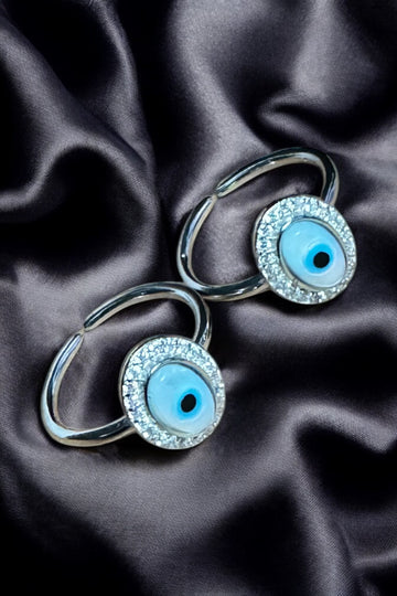 Blue Evil Eye Toe Ring 92.5 HM Silver