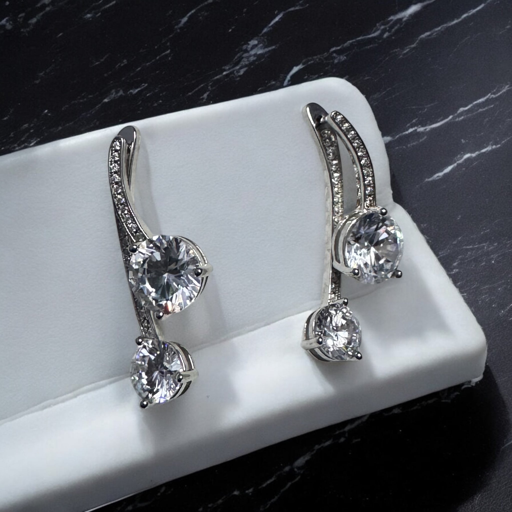 Two Swarovski studded Dangler earrings 925 Silver