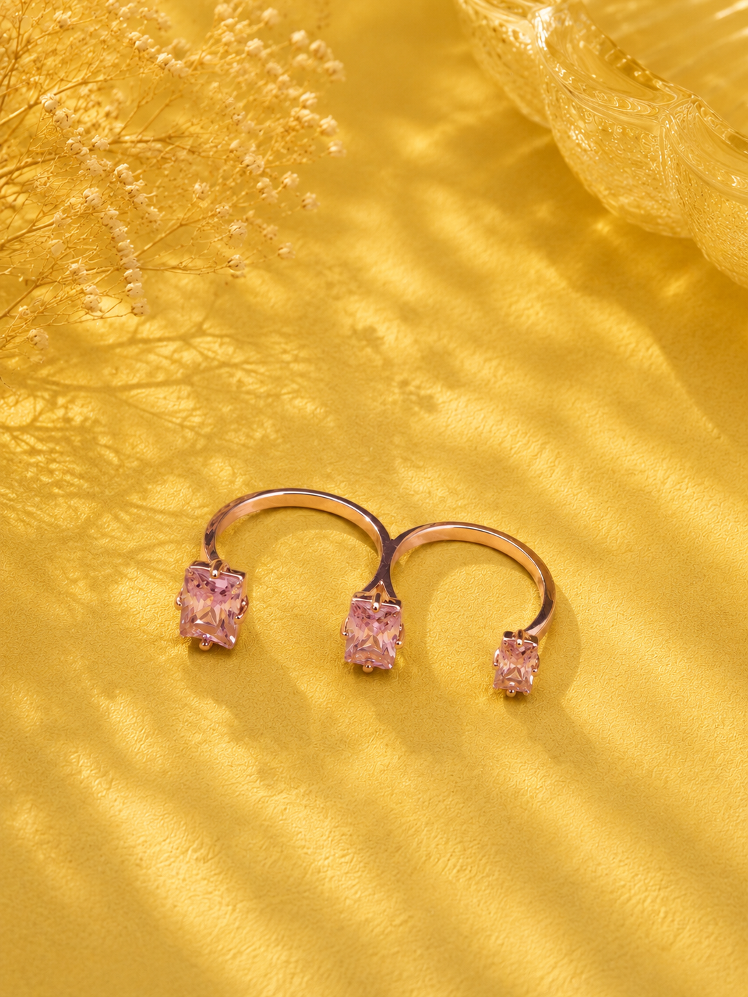 Elegant 92.5 Silver Double Finger Fashion Ring