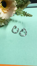 92.5 Sterling Silver Heart-Shaped Hoop Earrings with CZ Stones for Women