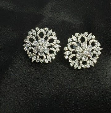 Clara earrings floral patterns for party wear in 92.5 HM Silver