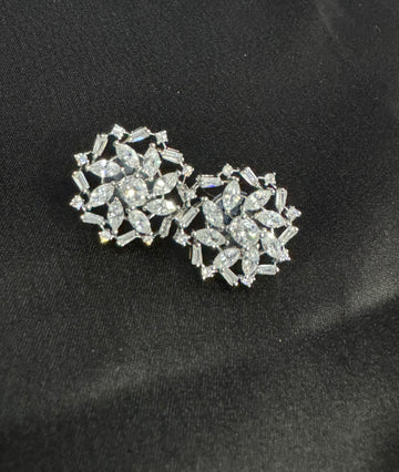 Swarovski Solitaire stud Floral Earrings in 92.5 HM Silver