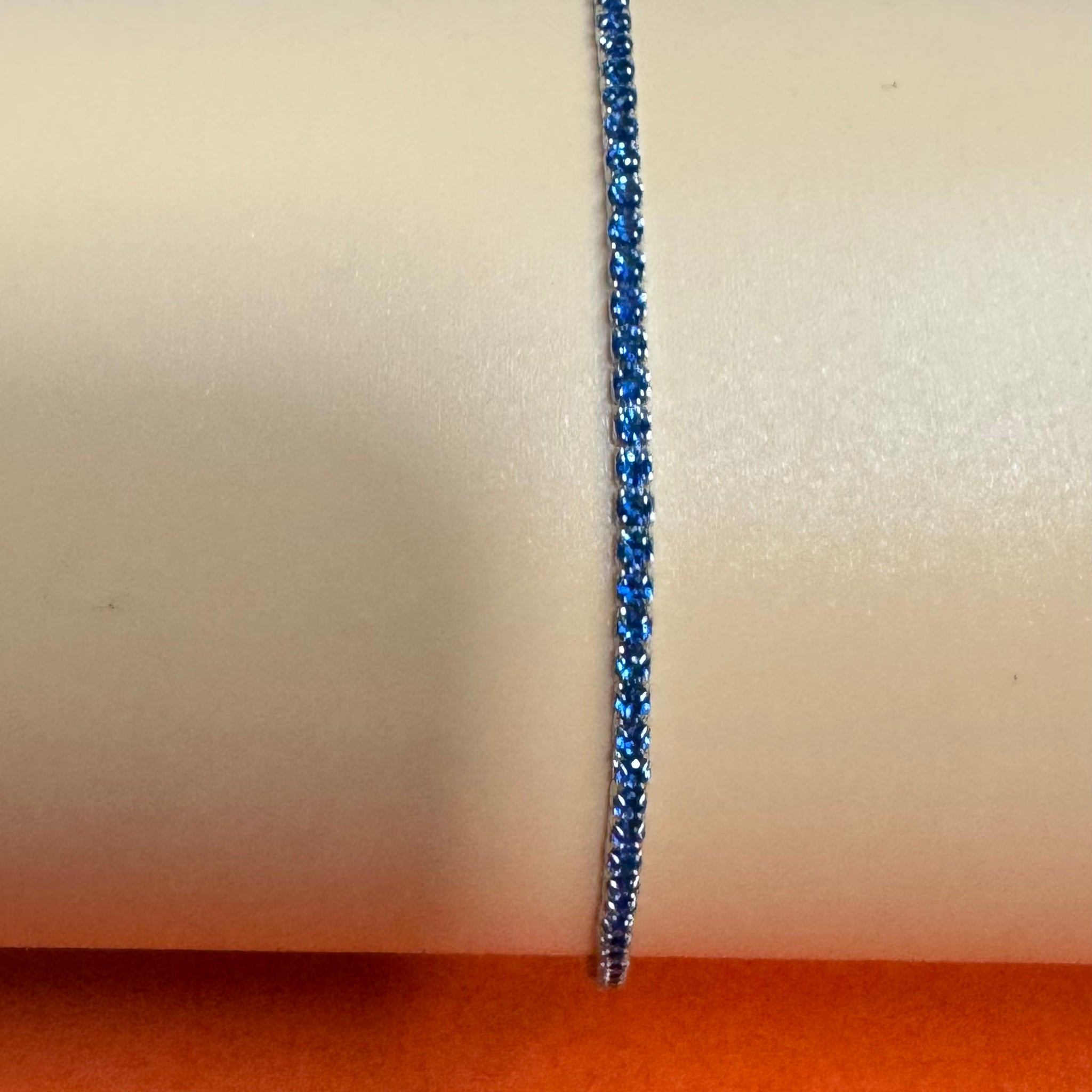 Handmade Dark Blue Beaded Anklet in Sterling Silver