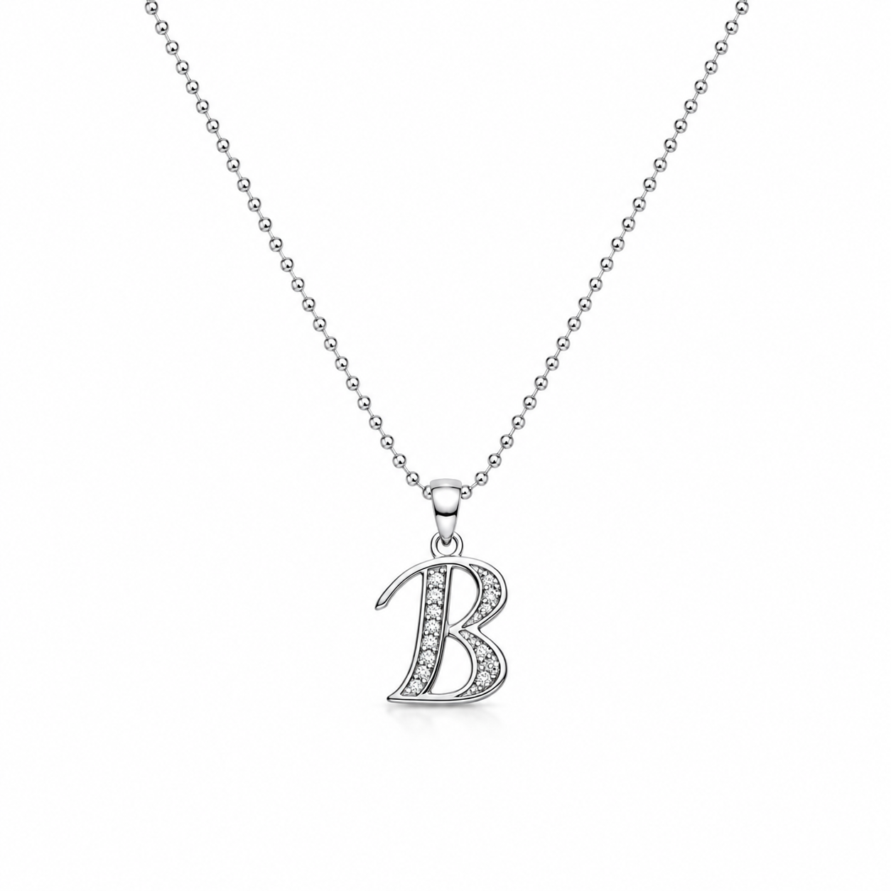 Gift for Women Silver Letter B Pendant