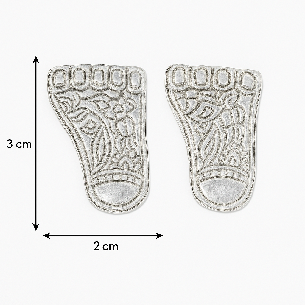 Hallmarked Silver Lakshmi Charan Paduka for Diwali & Navratri