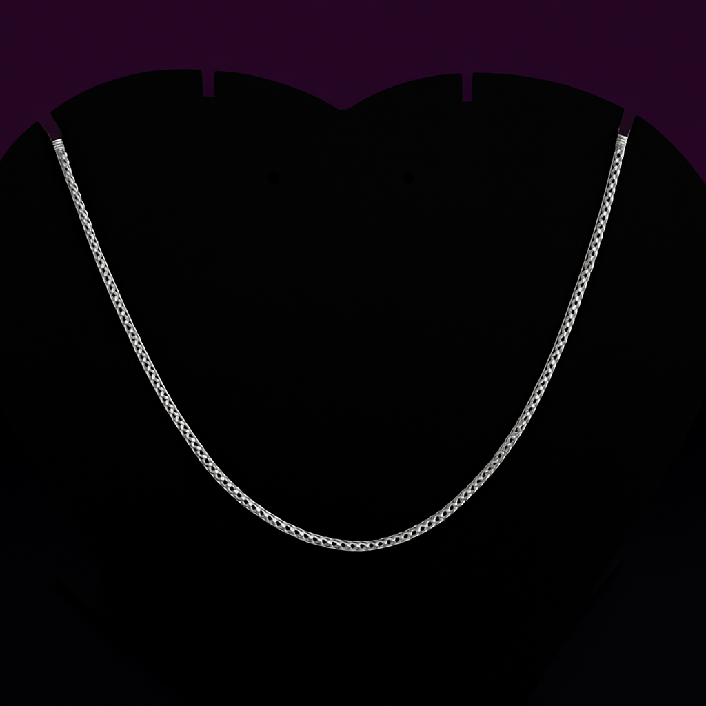925 sterling silver men’s chain necklace with link box design on grey background