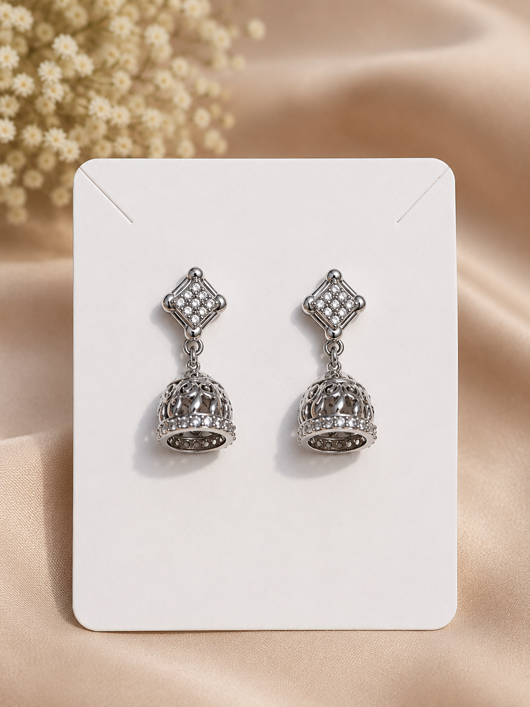 Handcrafted 92.5 Sterling Silver Jhumkas for Women