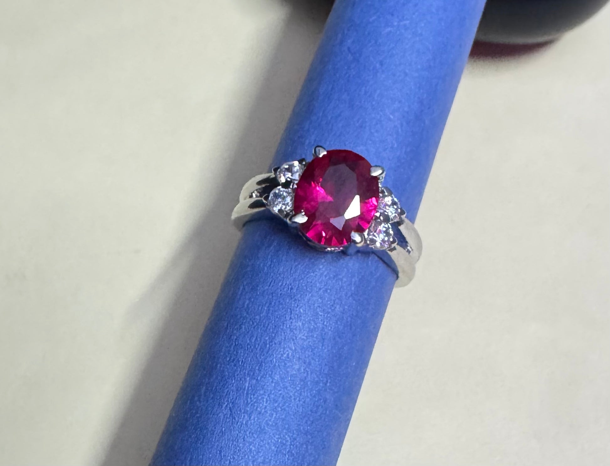 Handcrafted pure silver ruby ring for women with anti-tarnish finish