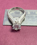 Heart shaped silver ring diamond look adjustable fit
