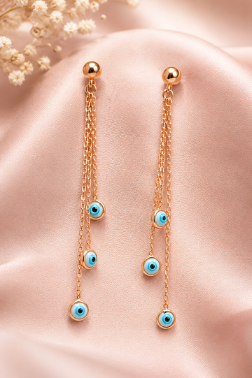 Evil Eye Dangler rose polish in 92.5 silver