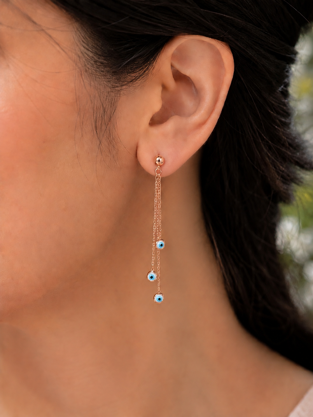 Evil Eye Dangler rose polish in 92.5 silver