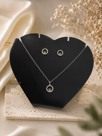 Channel Pendent set with Sarwoski in 92.5 HM Silver