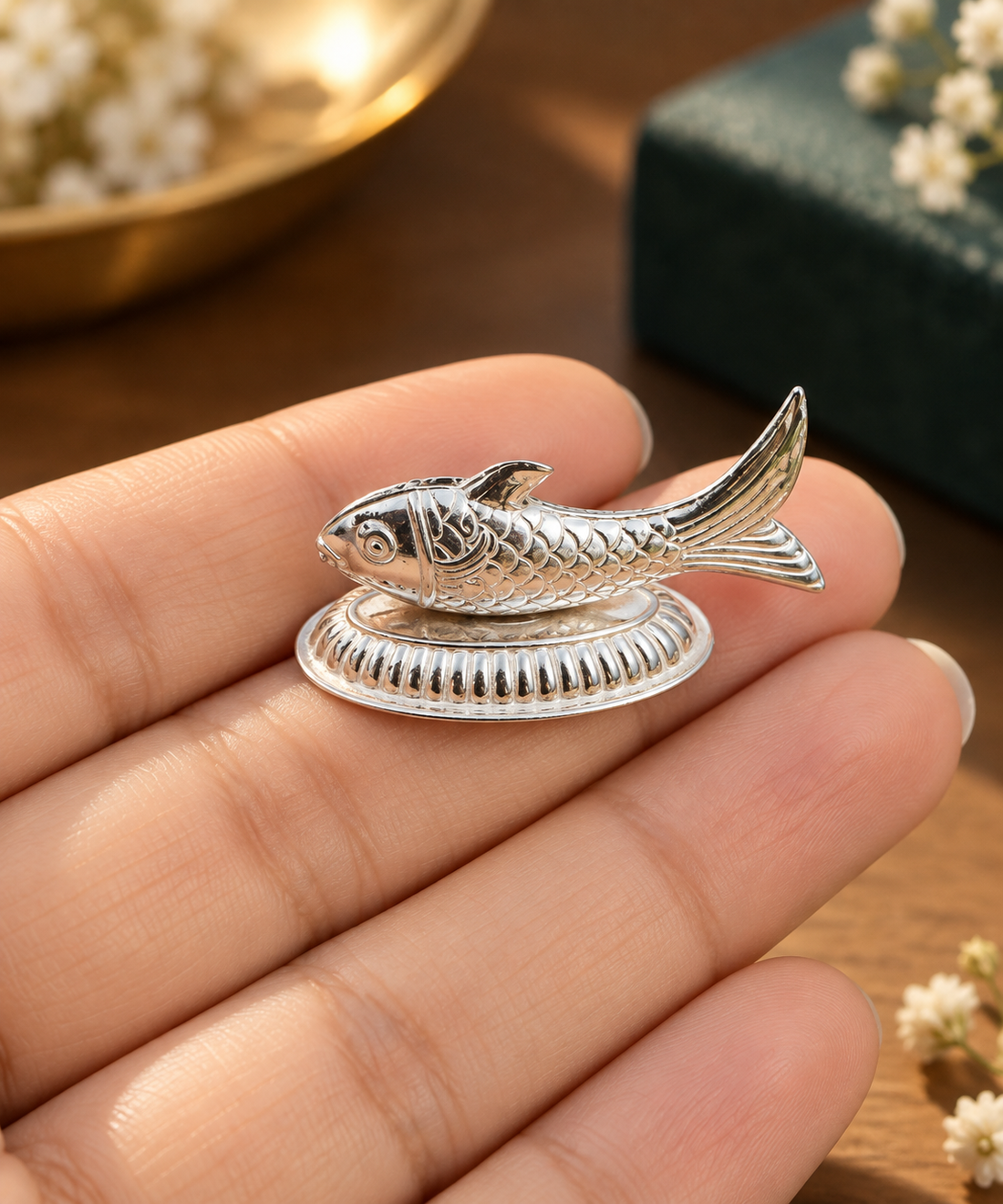 Silver Fish Idol for Vastu & Wealth | Chandi Ki Machhli | Fine Silver Decorative Showpiece for Home & Office