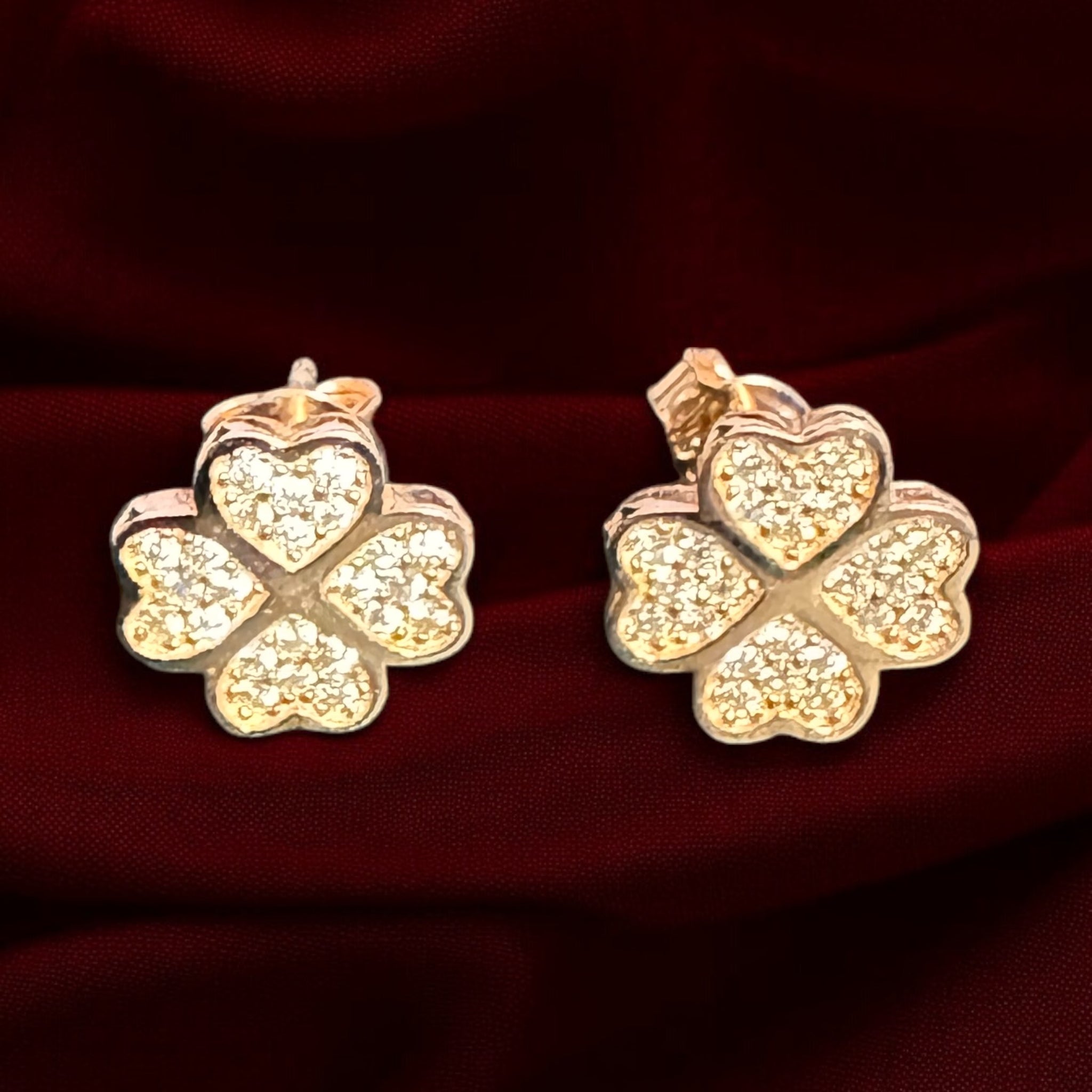 Beautiful Floral Earrings with studded Swarovski rose gold polish in 92.5 HM SILVER