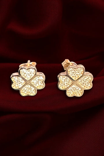 Beautiful Floral Earrings with studded Swarovski rose gold polish in 92.5 HM SILVER