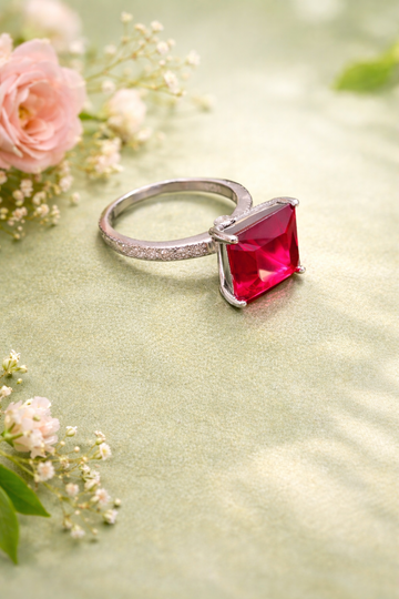 Ruby 925 Sterling Silver Ring for Women | Elegant Cocktail Design