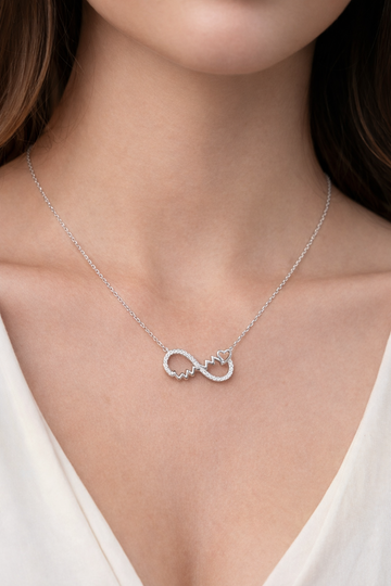 Infinity Heartbeat Charm Chain in 925 Sterling Silver