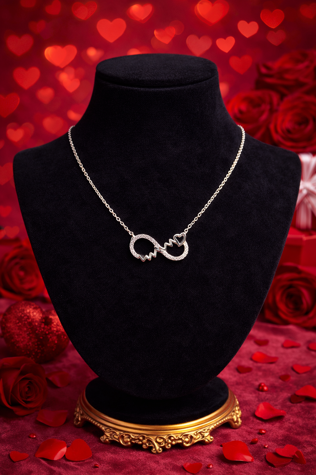 Infinity Heartbeat Charm Chain in 925 Sterling Silver