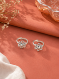 925 sterling silver adjustable flower toe rings for women