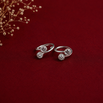 925 Sterling Silver Double Solitaire Toe Ring Pair for Women