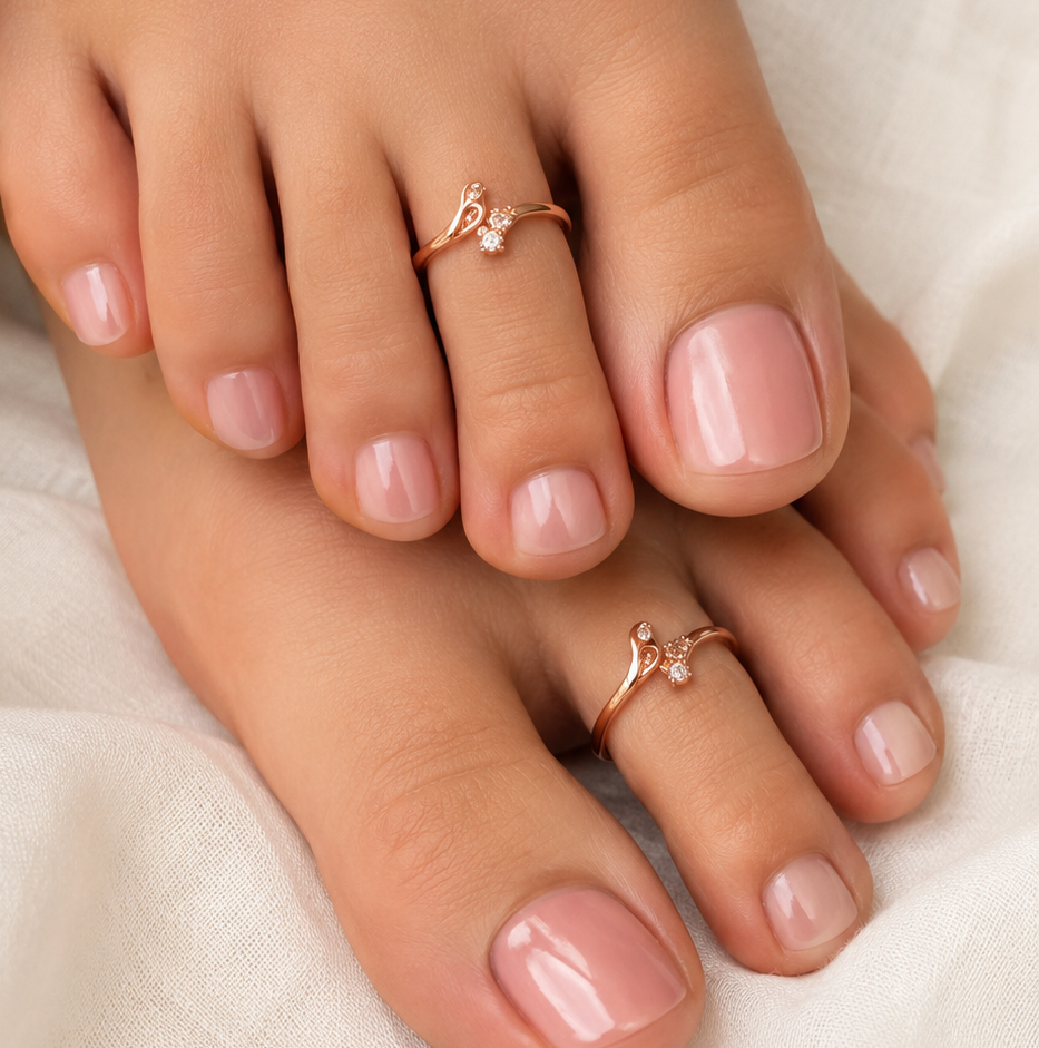 Elegant Bird Shape Rose Gold Finished Toe Ring for Women |Adjustable Open Design in 92.5 HM Silver