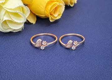 Elegant Bird Shape Rose Gold Finished Toe Ring for Women |Adjustable Open Design in 92.5 HM Silver