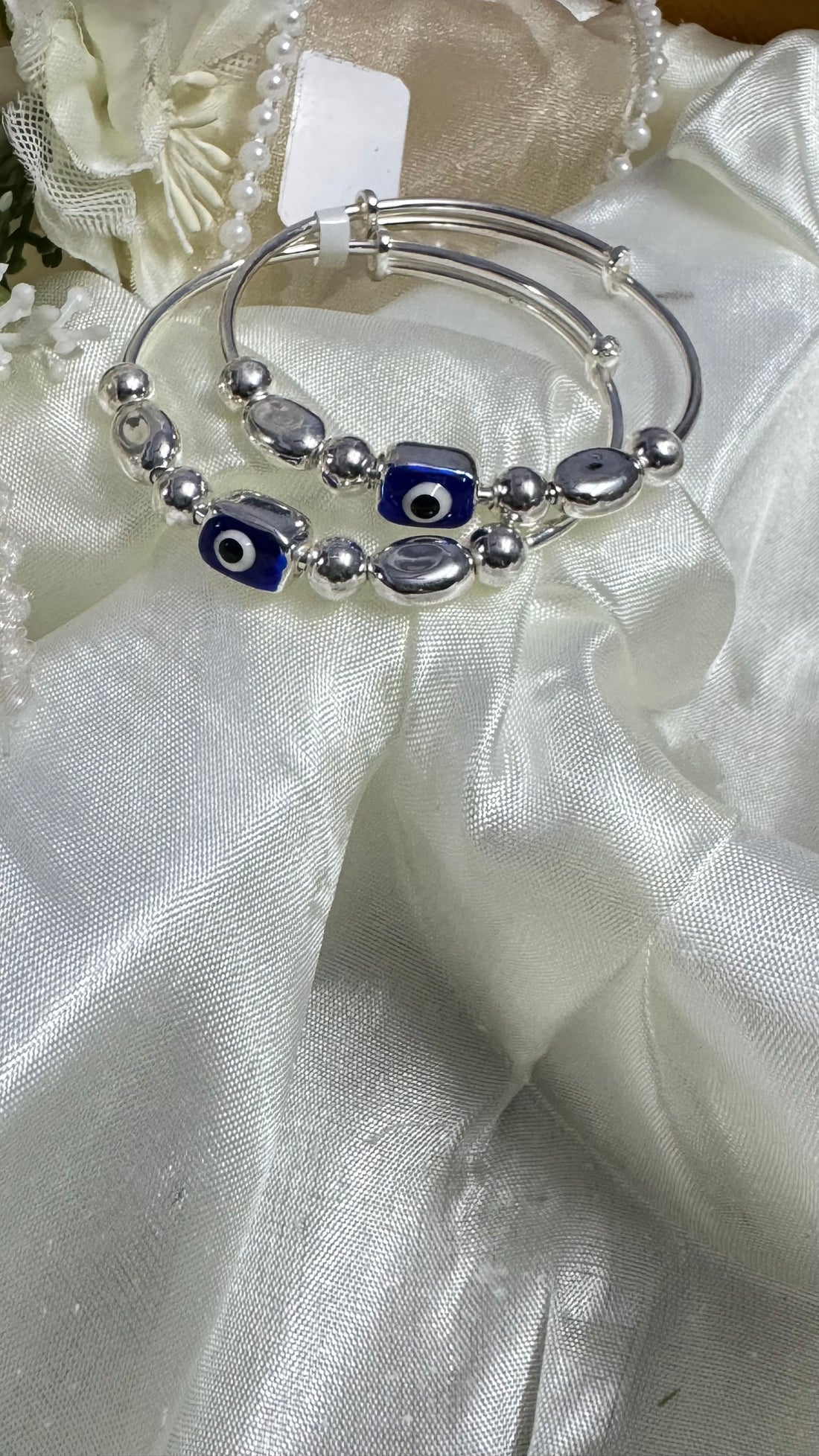 “Pure Silver Evil Eye Baby Kara – Protection & Style for Little Ones 92.5”