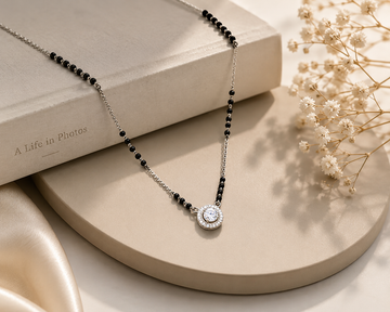 Silver Mangal Sutra Solitare Look 925 Silver